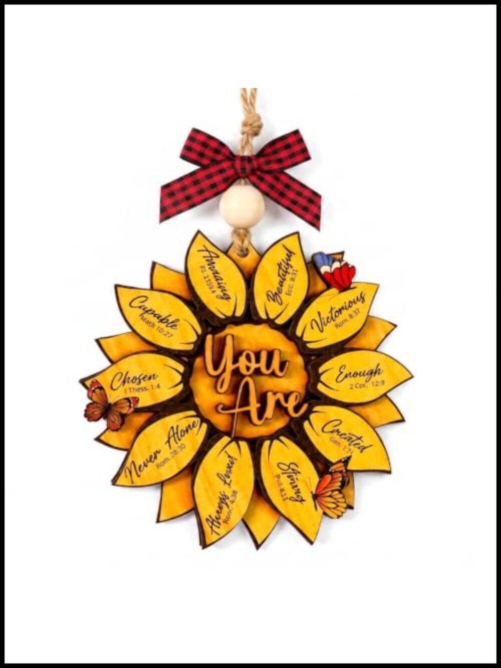 Sunflower Wooden Ornament You Are Bible Verse Hanging Decor
